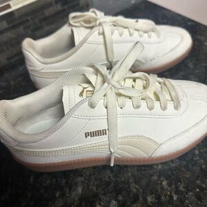 Puma White Sneakers with Gold Logo